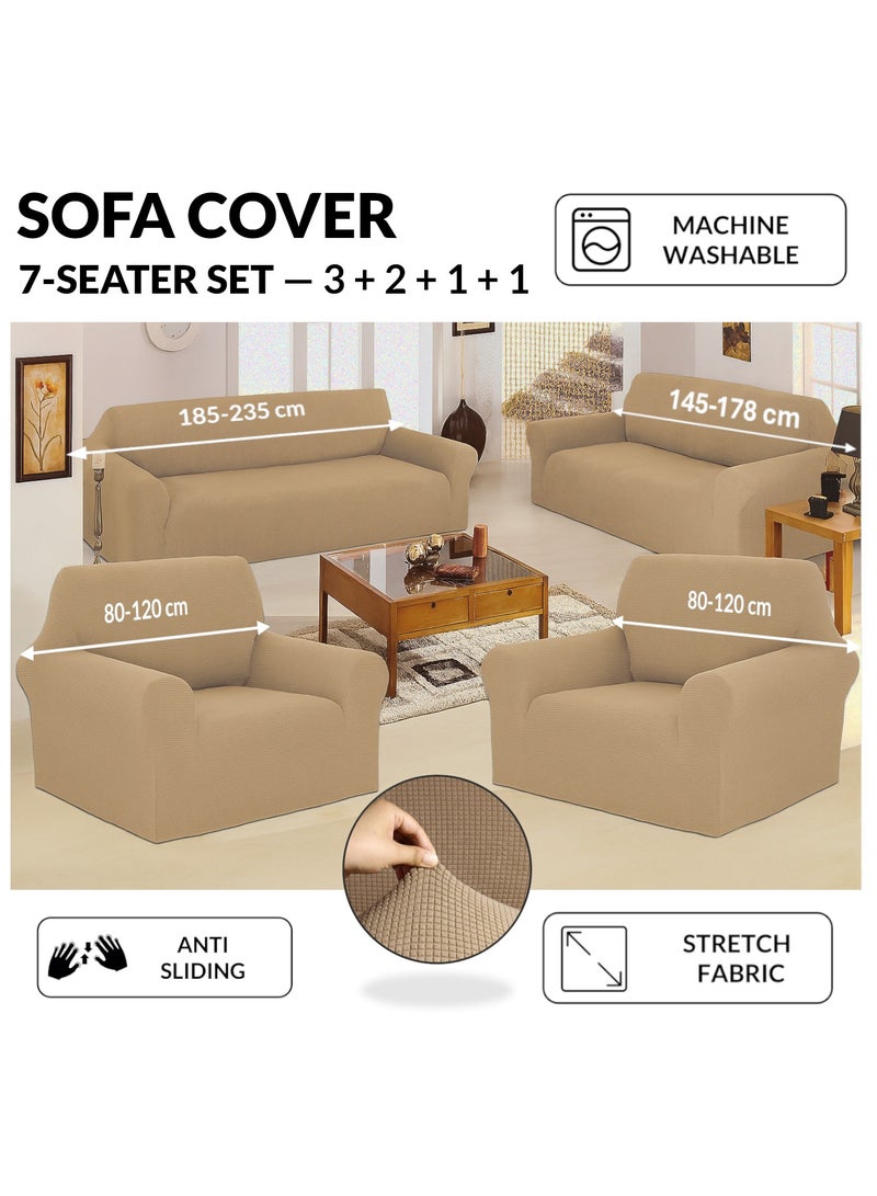 فابينني مجموعة غطاء أريكة قابلة للتمدد مكونة من 7 مقاعد 3211 مجموعة غطاء أريكة من القماش الناعم المصقول تغطية كاملة رائعة لحماية الأثاث غطاء منزلق لسبعة مقاعد يناسب الأريكة القياسية والأريكة القابلة للاستلقاء - Image 1