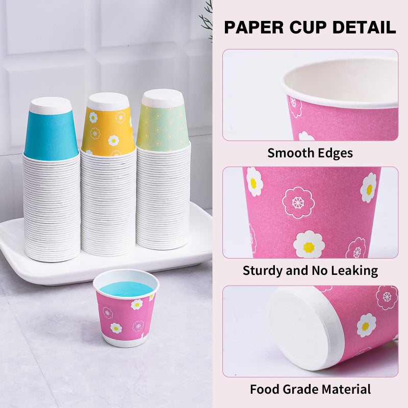 Tamone 600 Pack 3 oz Bathroom Cups, Mouthwash Cups with Flower, Pink, Yellow, Blue Small Disposable 3 oz Paper Cups for Party, Picnic, BBQ, Travel, Home & Event - Image 3