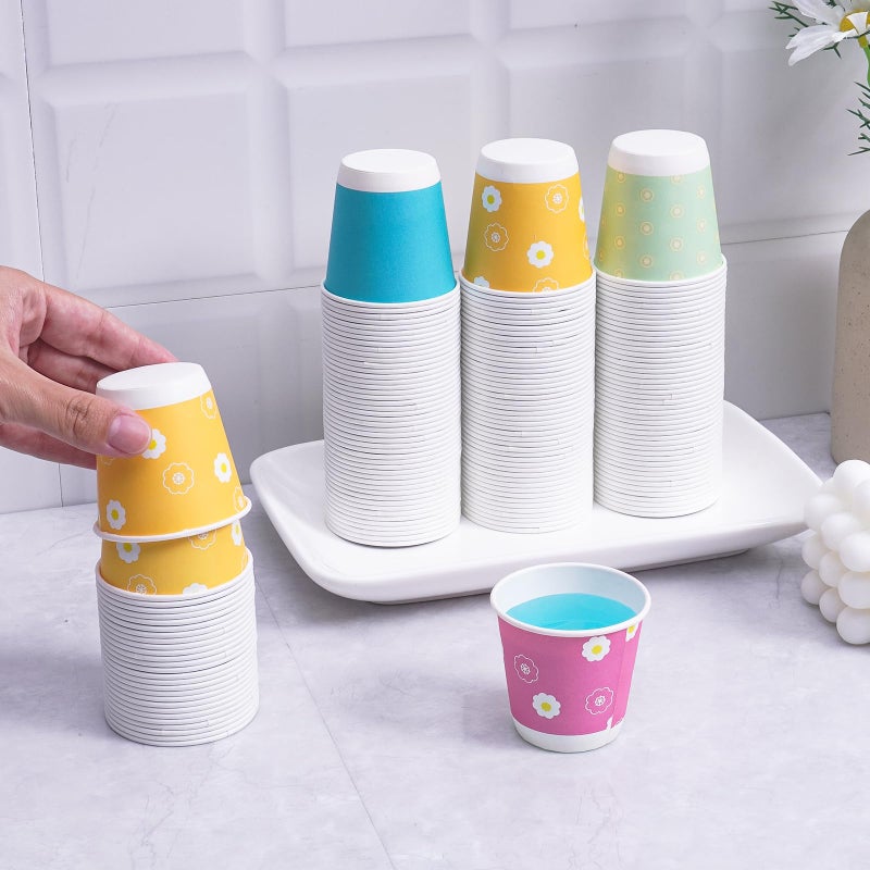Tamone 600 Pack 3 oz Bathroom Cups, Mouthwash Cups with Flower, Pink, Yellow, Blue Small Disposable 3 oz Paper Cups for Party, Picnic, BBQ, Travel, Home & Event - Image 5