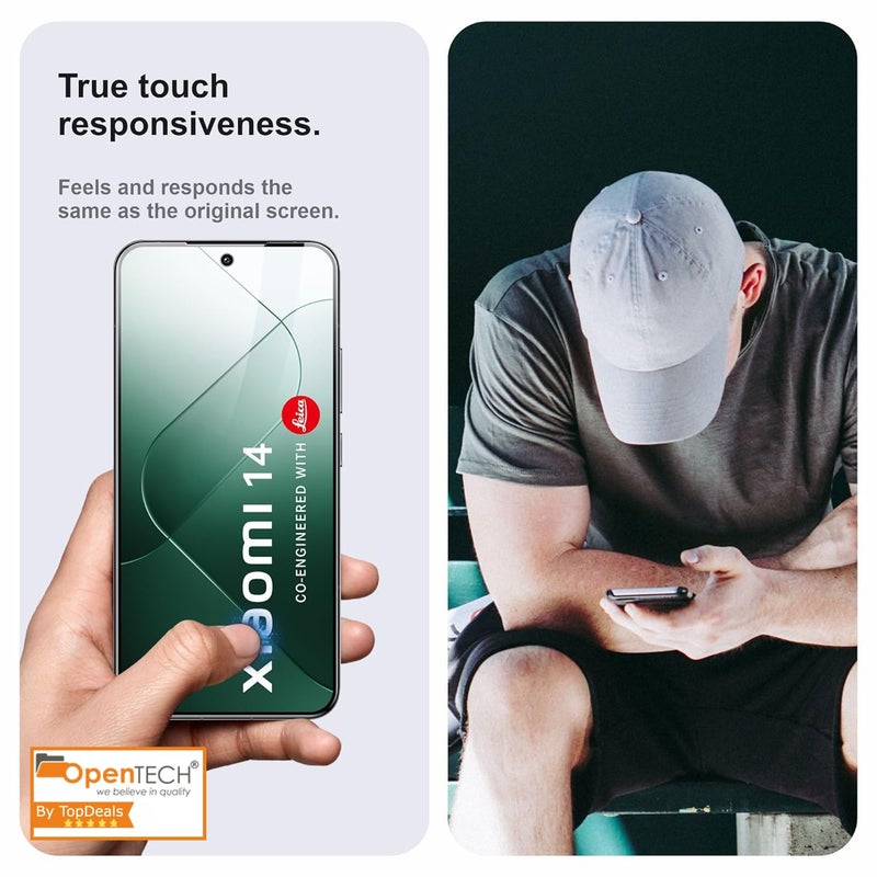 OpenTech ® Military-Grade Tempered Glass Screen Protector Compatible For Xiaomi 14 (6.36 Inches) With Edge To Edge Coverage And Easy Installation Kit for Smartphone - Image 3