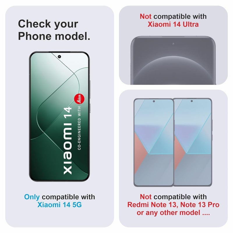 OpenTech ® Military-Grade Tempered Glass Screen Protector Compatible For Xiaomi 14 (6.36 Inches) With Edge To Edge Coverage And Easy Installation Kit for Smartphone - Image 2