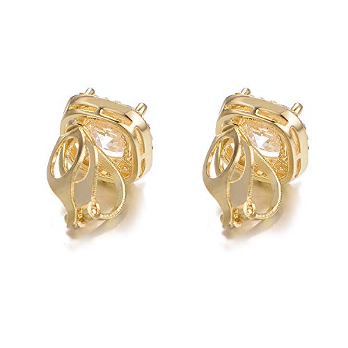 Yoursfs Rhinestone Clip on Earrings For Women Bridal Sparkly Square Earrings Crystal 18K Yellow Gold Plated Invisible Clip on Earrings - Image 3