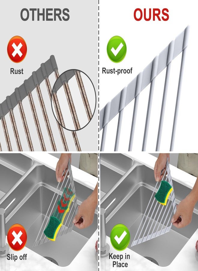 MERRYBOX Triangle Roll-Up Dish Drying Rack（Grey） - Image 3
