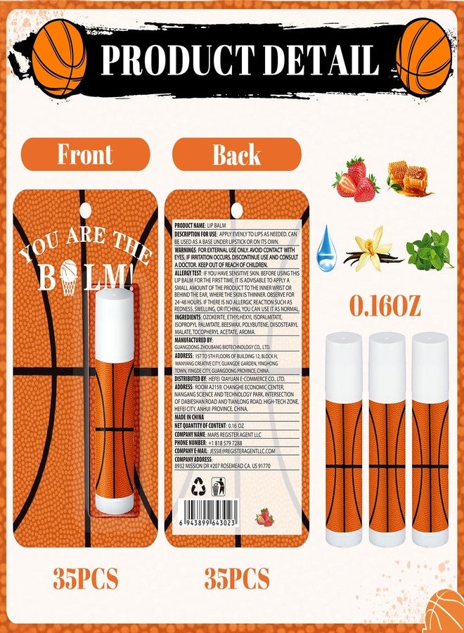 Loopeer 35 Pack Lip Balm Bulk Natural Moisturizing Lipstick Set Party Favors Sports Gift for Team Teen Adults Birthday Party Game Decorations Supplies(Basketball) - Image 2
