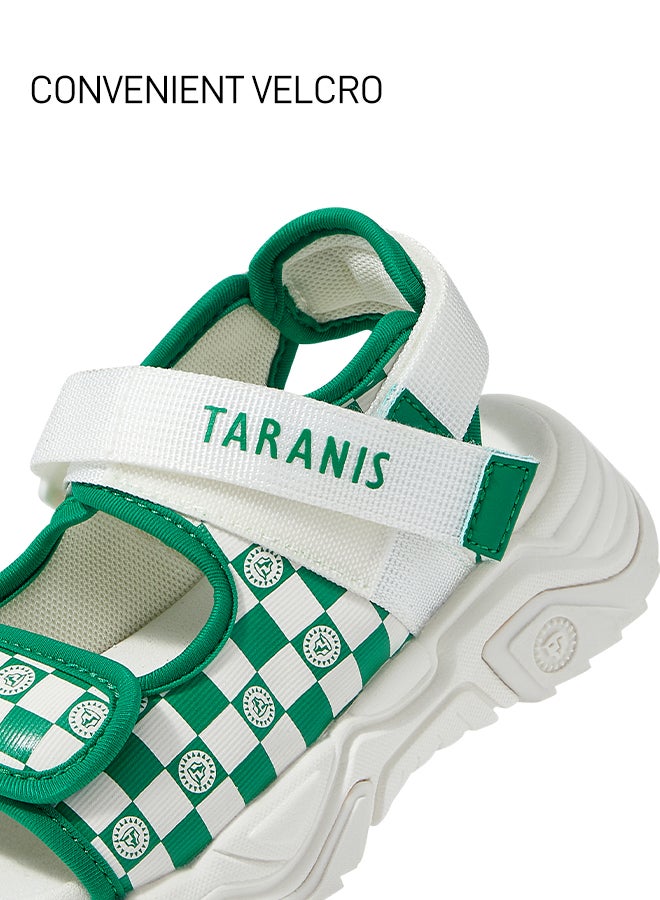 Taranis Children's Shoes Kids' Green & White Checkerboard Sport Sandals with Velcro Straps - Image 3