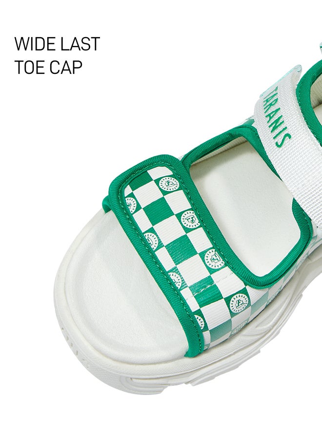 Taranis Children's Shoes Kids' Green & White Checkerboard Sport Sandals with Velcro Straps - Image 2