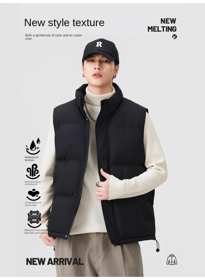 Casual Cotton Vest Unisex Stand Collar Warm Comfortable Loose Waistcoat Winter Vest - Image 1
