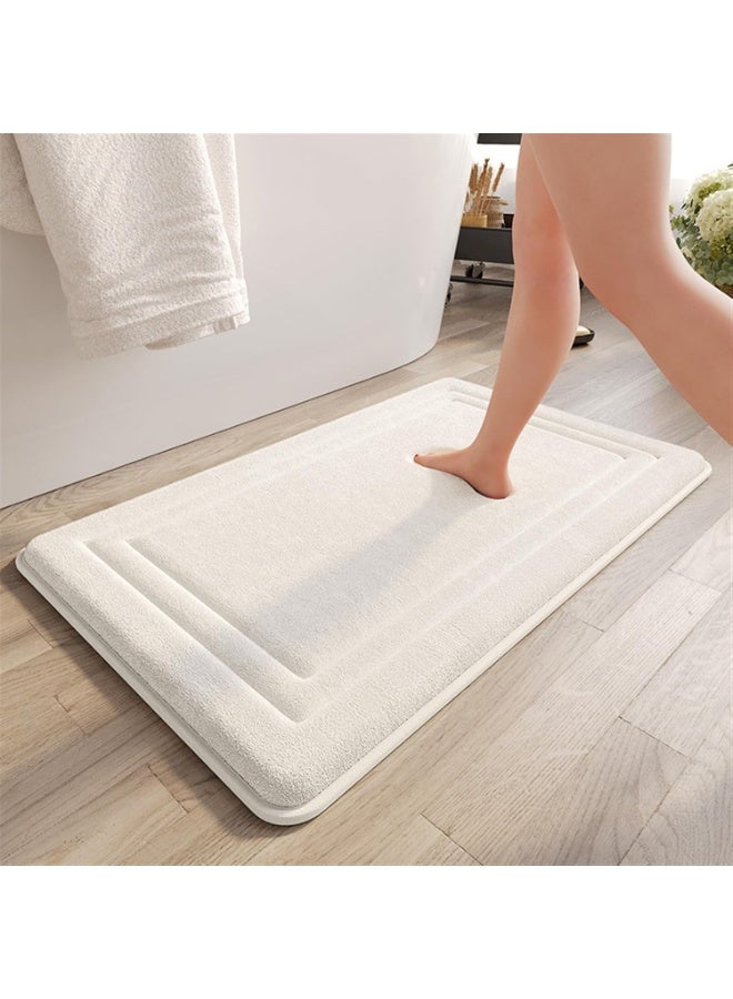 Arabest Memory Foam Bath Mat Rug, Super Absorbent Non Slip Bath Mats for Bathroom Floor, Machine Wash Dry Bathroom Rugs for Bathroom Floor, Tub and Shower, White - Image 1