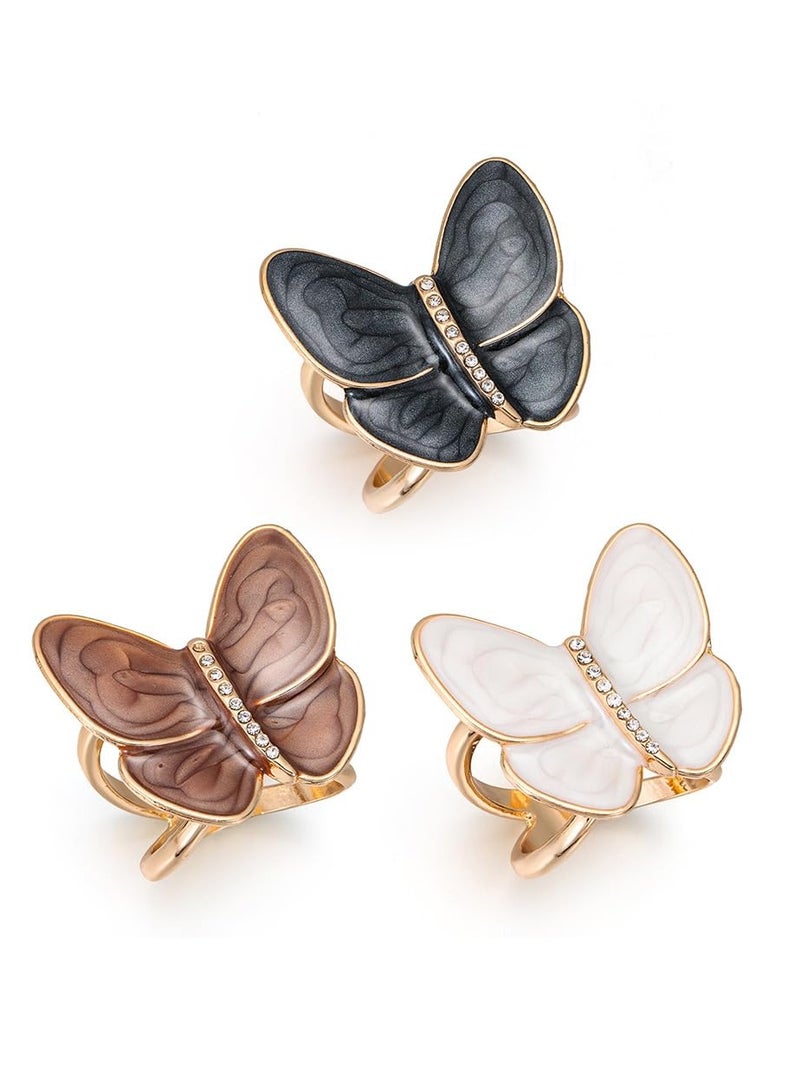 Excefore 3PCS Butterfly Scarf Ring Clip Scarf Buckle for Women, Scarf Ring Buckle Women Fashion Metal Shawl Clip Buckle Lady Girls Decoration Accessories - Image 1