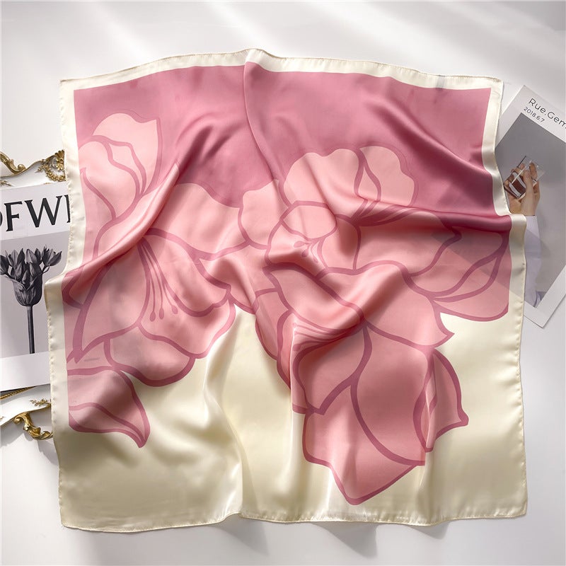 Factory wholesale scarves ladies scarf shawls 70cm Korean small square silk satin printed spring and summer sunscreen scarf - Image 1