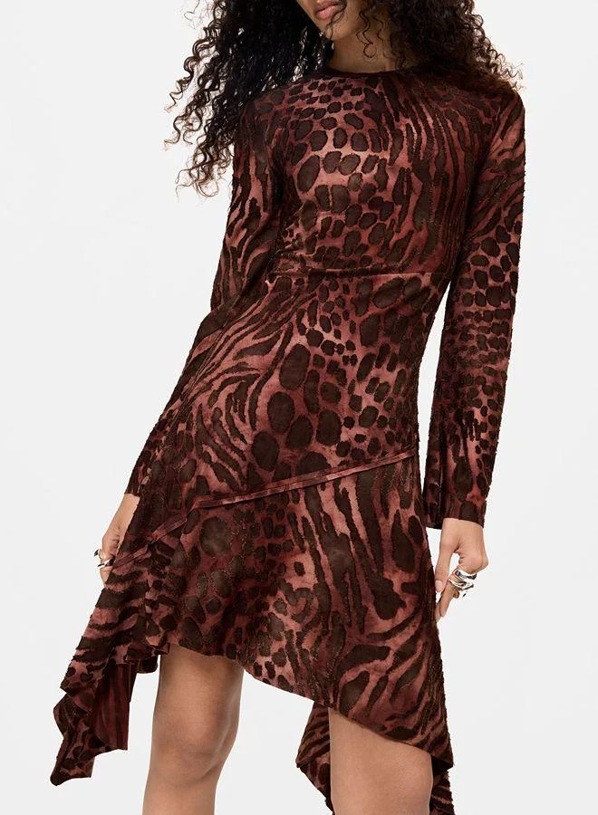 Desigual Brown Flocked short dress for Women | Best Price UAE