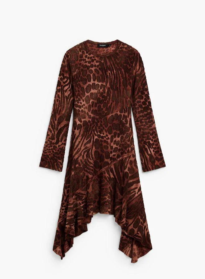 Desigual Brown Flocked short dress for Women | Best Price UAE