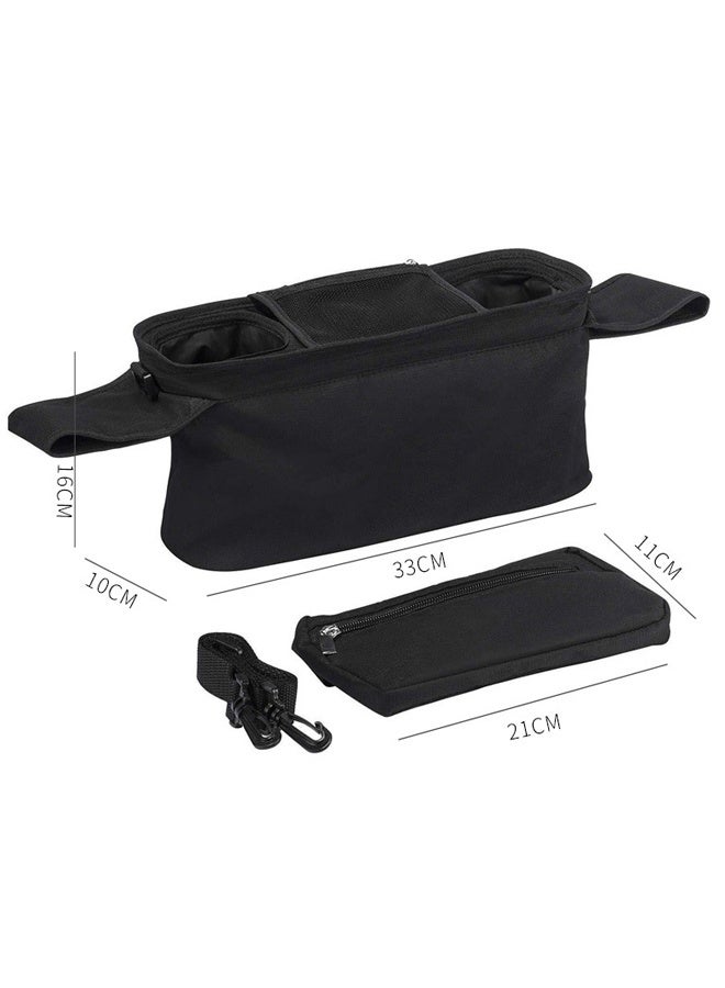 Baby Stroller Hanging Organizer Bag, Waterproof Multi Pocket Storage Bag with Insulated Cup Holder and Detachable Pouch & Adjustable Shoulder Strap, Portable Baby Travel Accessory Bag for Outdoor Walking Shopping - Image 4