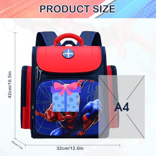 PALAY ® Fancyku® School Backpack for Boy Kids Waterpoof Large Capacity School Bag, Travel, Camping, Burden-relief Backpack for Kids Gift (6-12 Years Old), Red - Image 2