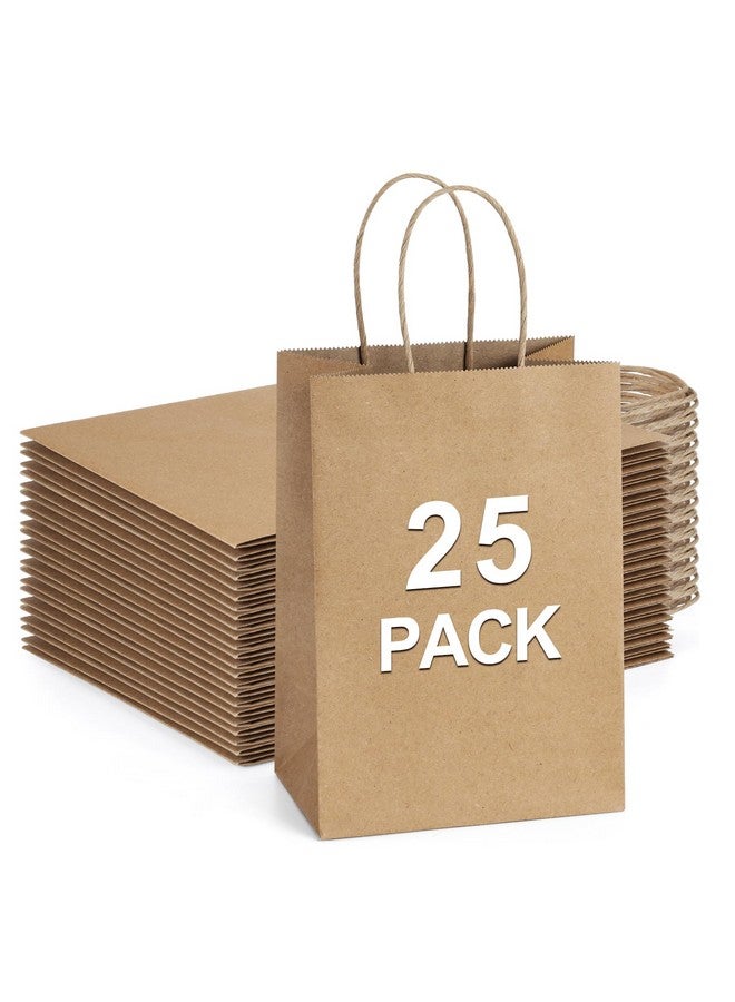 BagDream Kraft Paper Bags 25Pcs 5.25x3x8 Inches Small Paper Gift Bags with Handles Party Favor Bags Shopping Bags Brown Gift Bags Paper Sacks - Image 1