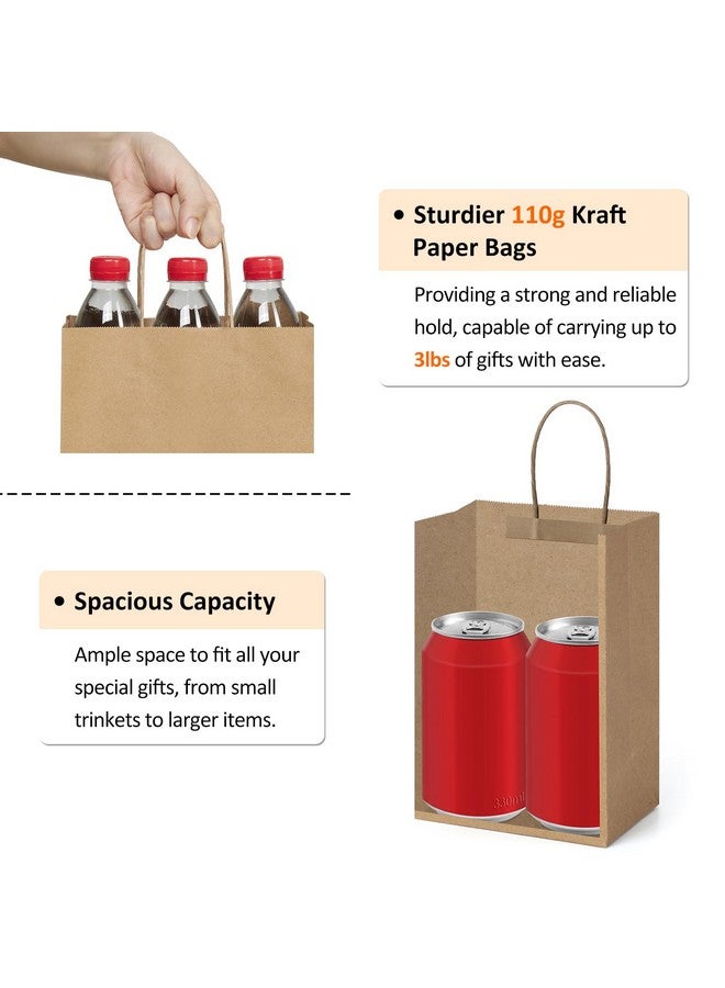BagDream Kraft Paper Bags 25Pcs 5.25x3x8 Inches Small Paper Gift Bags with Handles Party Favor Bags Shopping Bags Brown Gift Bags Paper Sacks - Image 3