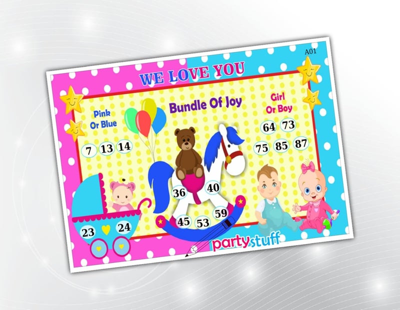 PartyStuff Baby Shower Theme Tambola Housie Tickets - Boy or Girl Baby Shower kukuba 1 - Designer Kukuba (48 Cards) - Image 1