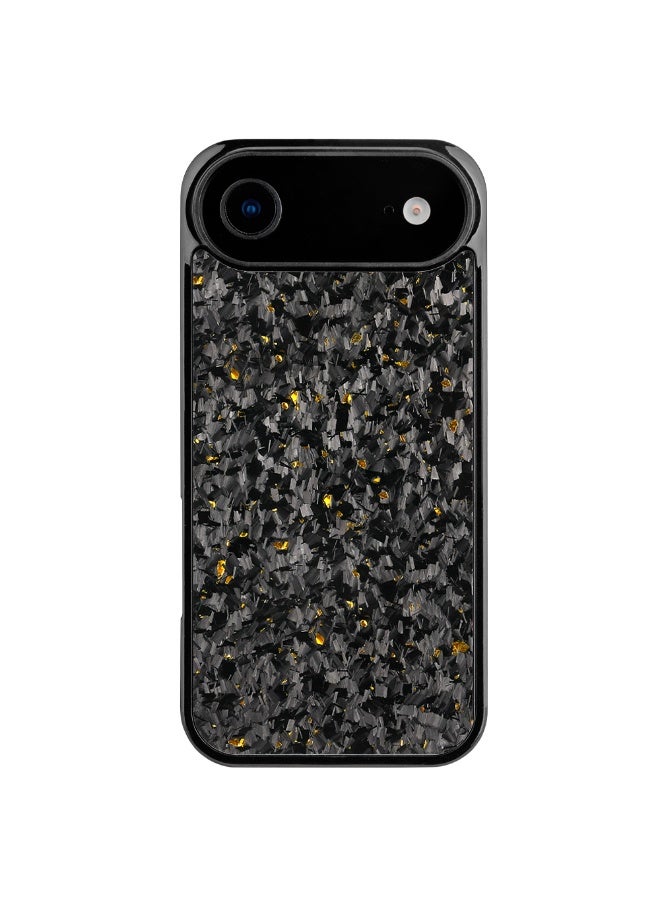 SOLARAE Shockproof iPhone 17 Air Case – Black Crystal Carbon Fiber with Gold Highlights, Slim Protective Cover, Anti-Scratch & Drop Resistant - Image 1