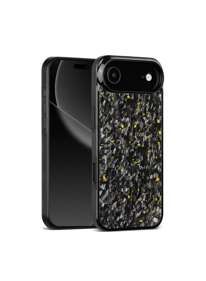 SOLARAE Shockproof iPhone 17 Air Case – Black Crystal Carbon Fiber with Gold Highlights, Slim Protective Cover, Anti-Scratch & Drop Resistant - Image 2
