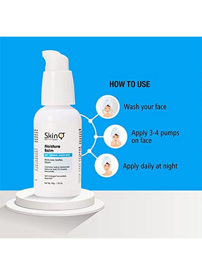 SkinQ Moisture Balm Moisturizer For Face; Moisturiser For Oilydry & Normal Skin With Hyaluronic Acid Ceramides. Dermatologist Formulated Face Moisturiser For Indian Skin Only (50G) - Image 5
