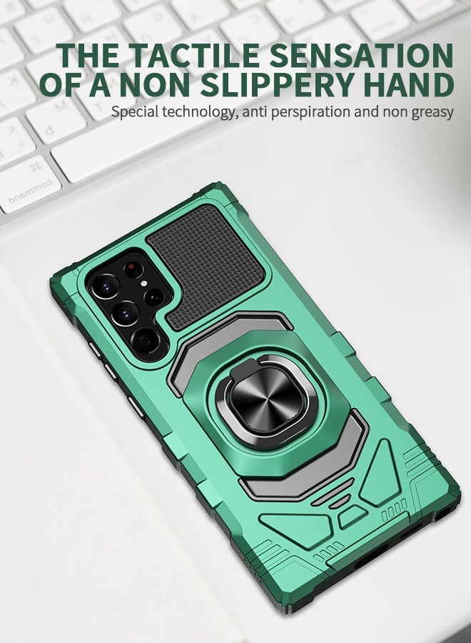 GROIC For Samsung Galaxy S23 Ultra Case, Heavy Duty Shockproof Solid Case, Ring Stand Phone Cover, Four Corner Shockproof Phone Shell, Magnetic Car Ring Stand Case 6.8 Inch (green) - Image 5