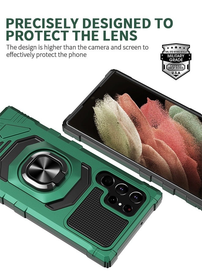 GROIC For Samsung Galaxy S23 Ultra Case, Heavy Duty Shockproof Solid Case, Ring Stand Phone Cover, Four Corner Shockproof Phone Shell, Magnetic Car Ring Stand Case 6.8 Inch (green) - Image 4
