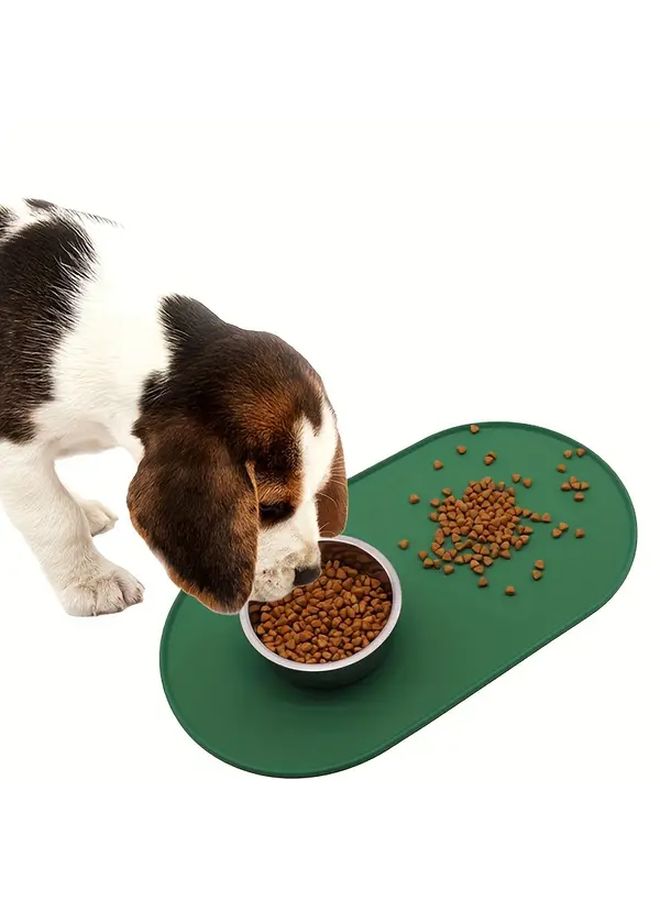 Beige Small Silicone Feeding Mat for Pets Cats Dogs Non Slip Anti Overflow Dirt Resistant Easy Clean Household Bowl Supplies - Image 3