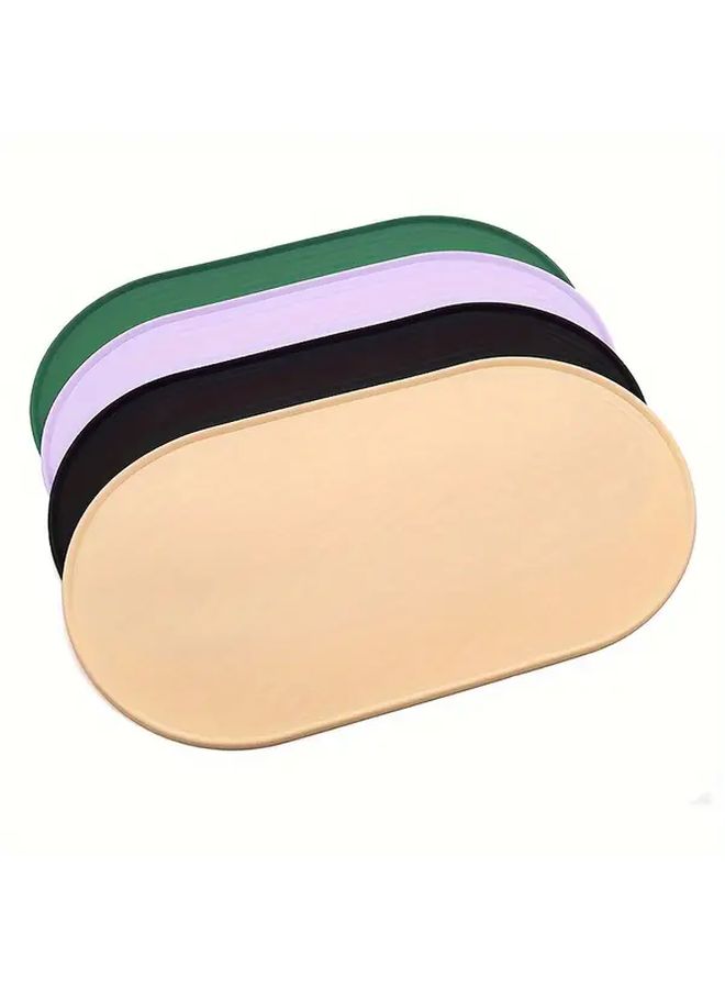 Beige Small Silicone Feeding Mat for Pets Cats Dogs Non Slip Anti Overflow Dirt Resistant Easy Clean Household Bowl Supplies - Image 1