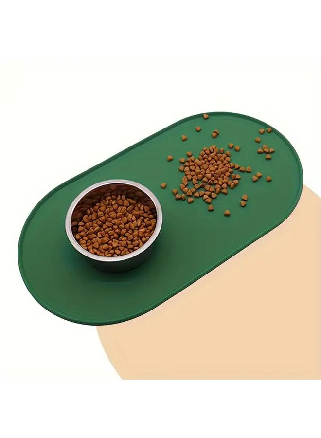 Beige Small Silicone Feeding Mat for Pets Cats Dogs Non Slip Anti Overflow Dirt Resistant Easy Clean Household Bowl Supplies - Image 4