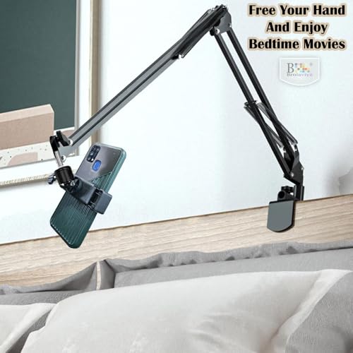 BROLAVIYA Overhead Video Mobile Stand, New Extra Long Arm, Large 2 Way Base clamp,1/4" Ball Head for Camera,Gopro Webcams, with Mobile Bracket - Image 2