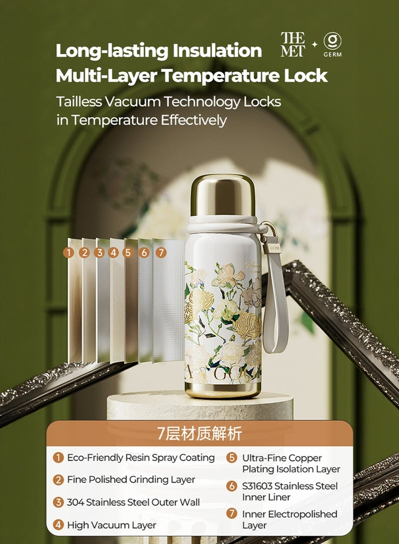 GERM Oleanders Mini Sport Vacuum Bottle 580ml | GERM × THE MET Van Gogh Series Stainless Steel Insulated Thermos with Cup Lid | BPA-Free Leak-Proof Hot & Cold Flask | Artistic Travel Mug Inspired by Van Gogh - Image 3