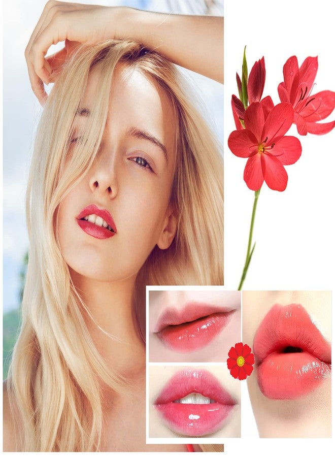 BKPPLZP 2 Pack Crystal Flower Jelly Lipstick,Magic Color Changing Lipstick,PH Clear Temperature Color Changing Lip Gloss,Lip Balm,Long Lasting Nourishing Moisturizing Lip Stick Set(Set C) - Image 2
