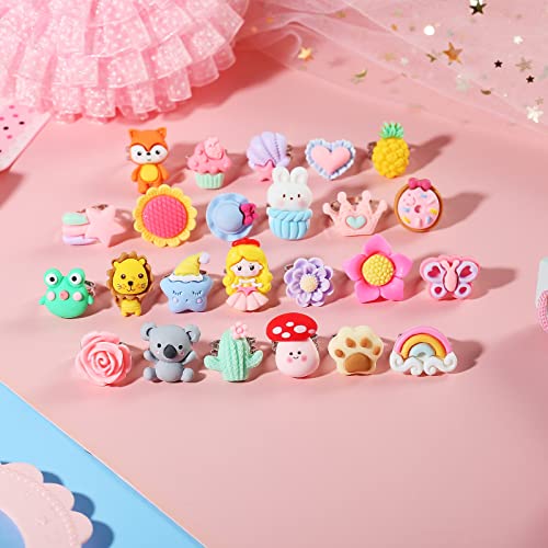 PinkSheep Little Girl Jewel Rings in Heart Box, Adjustable, Girl Gift Pretend Play and Dress Up Rings (Mat) - Image 4
