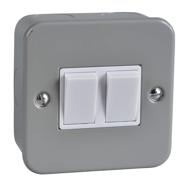 Schneider Electric 2 Gang Plate Switch - Grey - Image 1