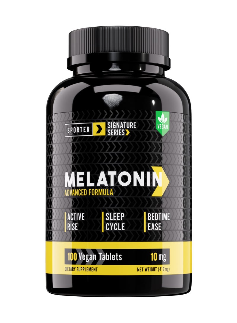 SPORTER Sporter Melatonin – 100 Vegan Tablets | 10mg Melatonin with Vitamin B6 | Natural Sleep Aid & Relaxation | Promotes Restful Sleep & Recovery | Plant-Based Bedtime Support - Image 1