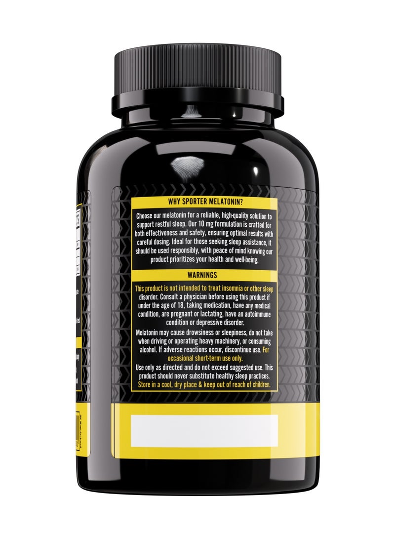 SPORTER Sporter Melatonin – 100 Vegan Tablets | 10mg Melatonin with Vitamin B6 | Natural Sleep Aid & Relaxation | Promotes Restful Sleep & Recovery | Plant-Based Bedtime Support - Image 3