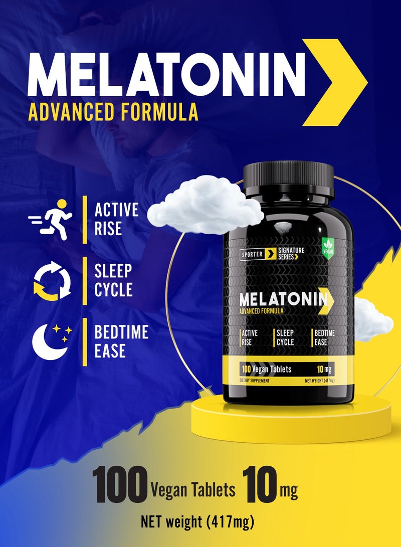 SPORTER Sporter Melatonin – 100 Vegan Tablets | 10mg Melatonin with Vitamin B6 | Natural Sleep Aid & Relaxation | Promotes Restful Sleep & Recovery | Plant-Based Bedtime Support - Image 4