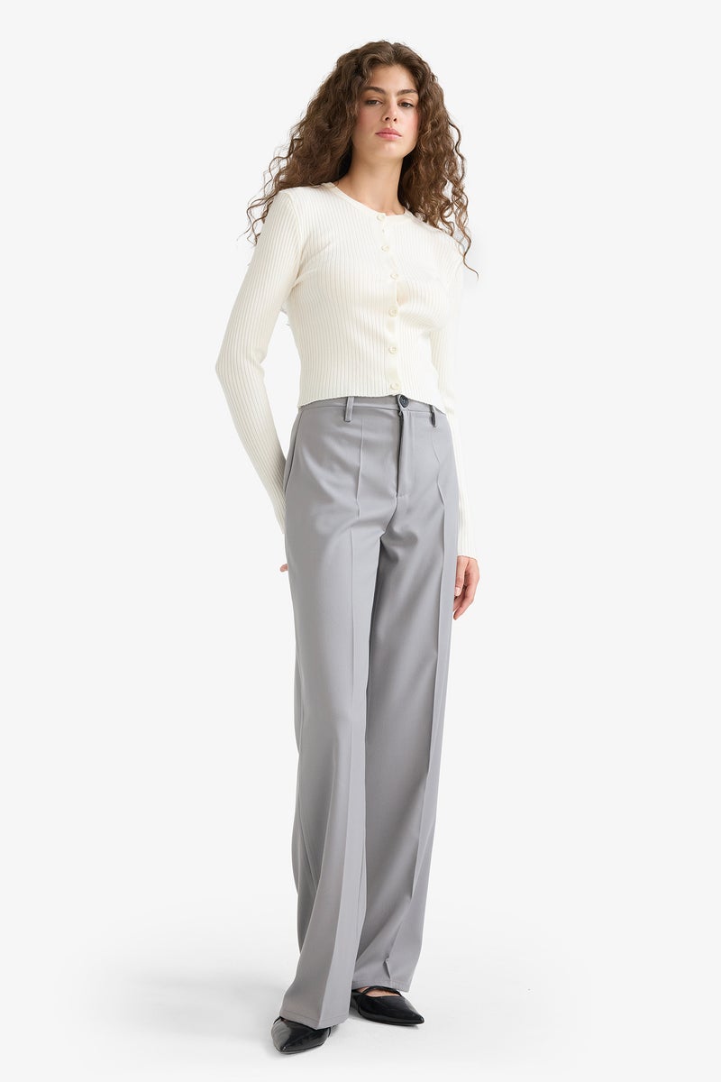 DeFacto Grey Woman Straight Trousers Casual - Image 5