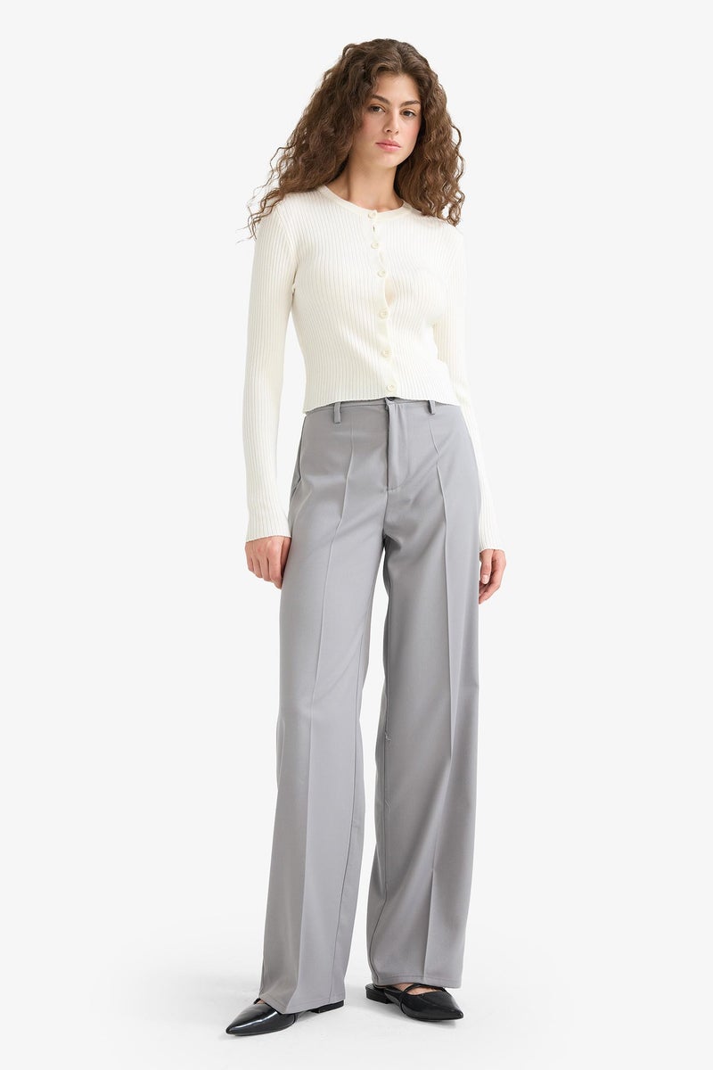 DeFacto Grey Woman Straight Trousers Casual - Image 3