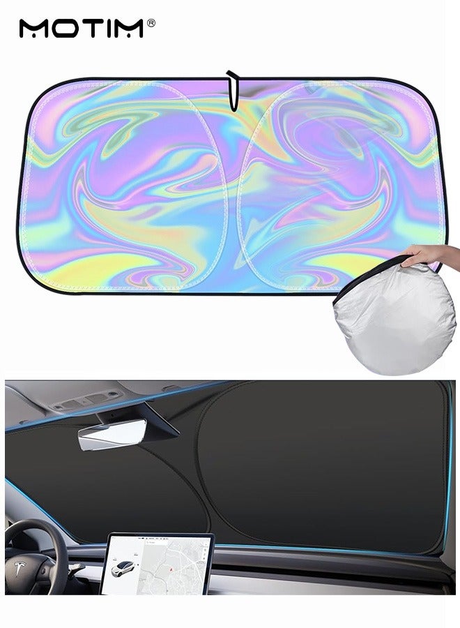 Motim Car Windshield Sunshade, 140*70cm, Car Front Window Foldable Sunshade To Keep Your Vehicle Cool with Storage Pouch, Blocks UV Rays - Image 1