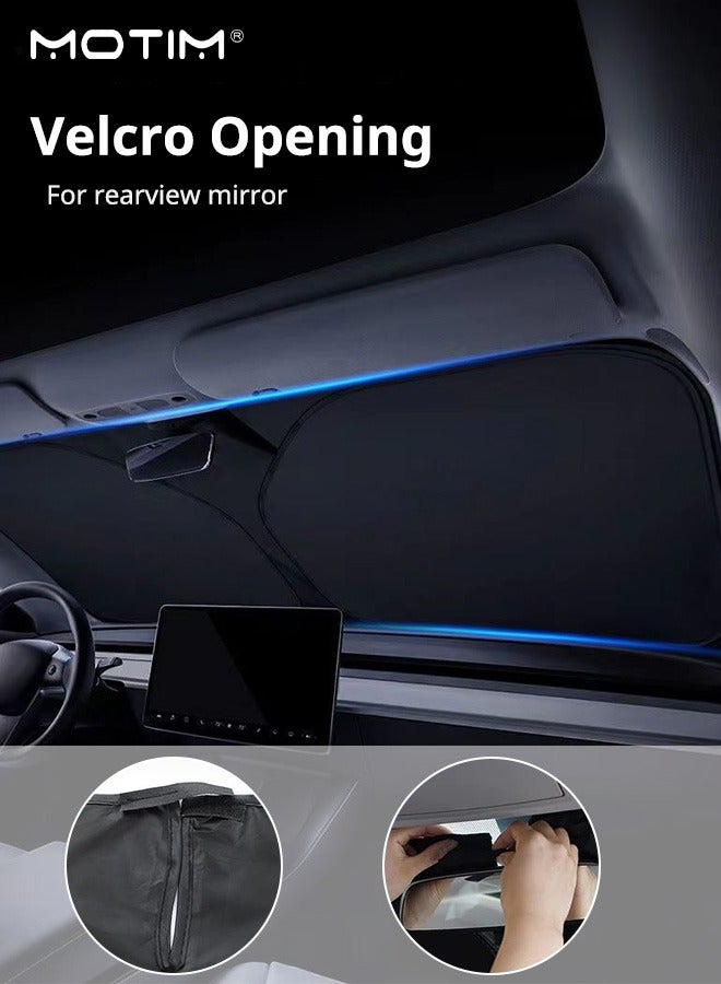 Motim Car Windshield Sunshade, 140*70cm, Car Front Window Foldable Sunshade To Keep Your Vehicle Cool with Storage Pouch, Blocks UV Rays - Image 3