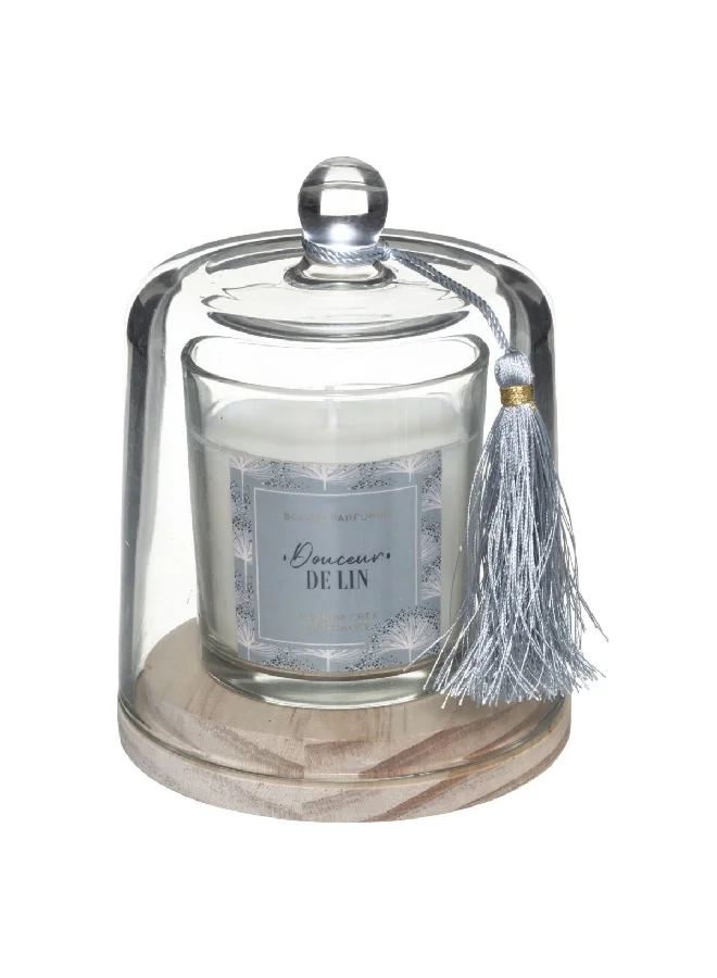 atmosphera Glass Dome Loli Linen Bell Shaped Scented Candle Clear 130 g 181645F