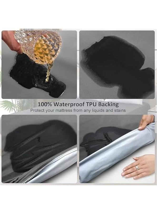 تراسل واقي مرتبة كوين مقاس 180 × 200 سم مقاس 180 × 200 سم، غطاء مرتبة مقاس كوين مقاس 180 × 200 سم، غطاء مرتبة سرير مقاس كوين بعمق 12 بوصة بجيب عميق  - Image 2