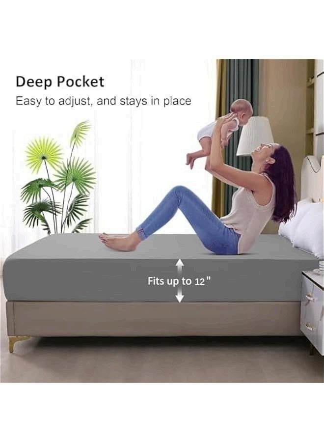 تراسل واقي مرتبة كوين مقاس 180 × 200 سم مقاس 180 × 200 سم، غطاء مرتبة مقاس كوين مقاس 180 × 200 سم، غطاء مرتبة سرير مقاس كوين بعمق 12 بوصة بجيب عميق - Image 5