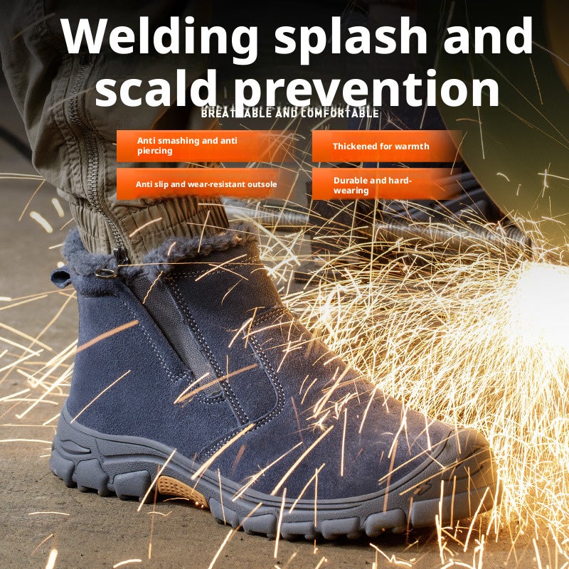 Custom Winter Cowhide Safety Shoes for Welding, High-Top Anti-Smash Anti-Puncture - Image 3