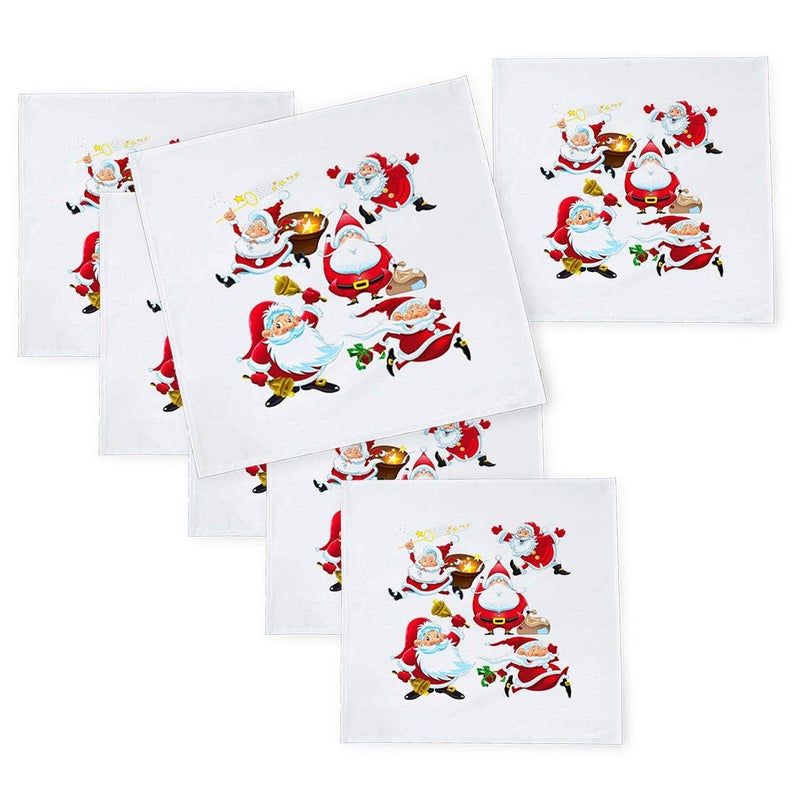 Khakee 6 Pcs Christmas Theme Tafta Silk Table Napkins 10x 10 for Xmas Decoration Christmas OrnamentsChristmas Gift npxmas244P - Image 1
