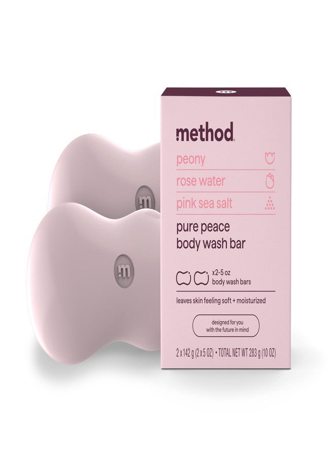 Method Bar Soap, Pure Peace, Pure Peace, Rose Water, Peonies + Pink Sea Salt notes, Plastic Free, 2 bars, 5oz each - Image 1