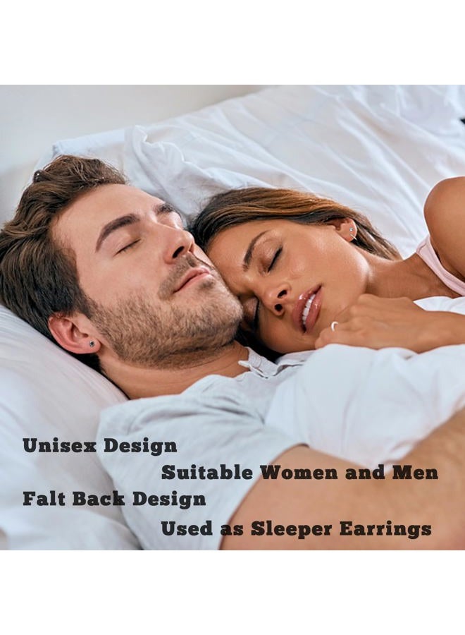 LOFITOR Titanium Earrings for Men Women Titanium Steel Stud Earrings for Sensitive Ears Opal Cubic Zirconia Hypoallergenic Surgical Steel Cartilage Earrings Hoop 20G Flat Back Stud Earrings, Titanium - Image 4