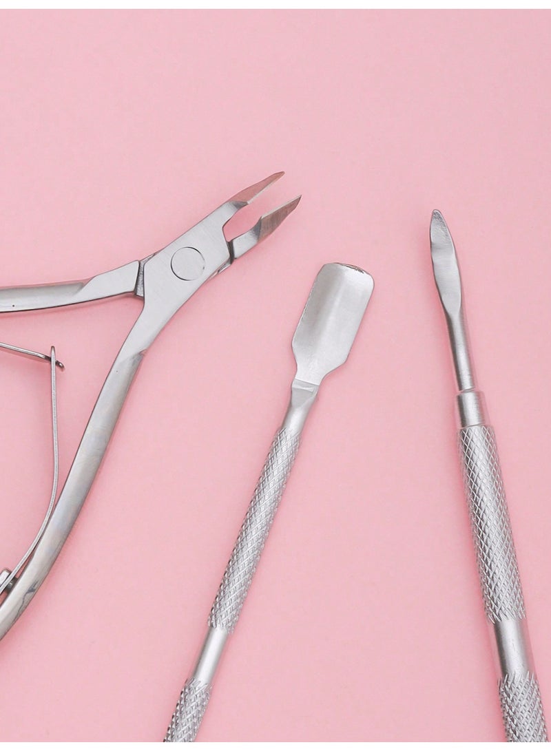 Miamia 3 Pcs Set Stainless Steel Nail Care Tools Including Nail Trimming Scissors Cuticle Pusher and Dead Skin Remover Manicure Supplies Nail Tools Nail Art Tools Perfect for Back to School Nail Decoration and Press-on Nails Silver Color - Image 5