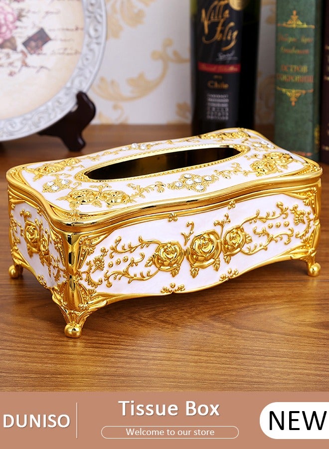 دونيسو غطاء صندوق مناديل الوجه حامل مناديل بلاستيك ذهبي للحمام والمكتب وغرفة النوم - Image 1